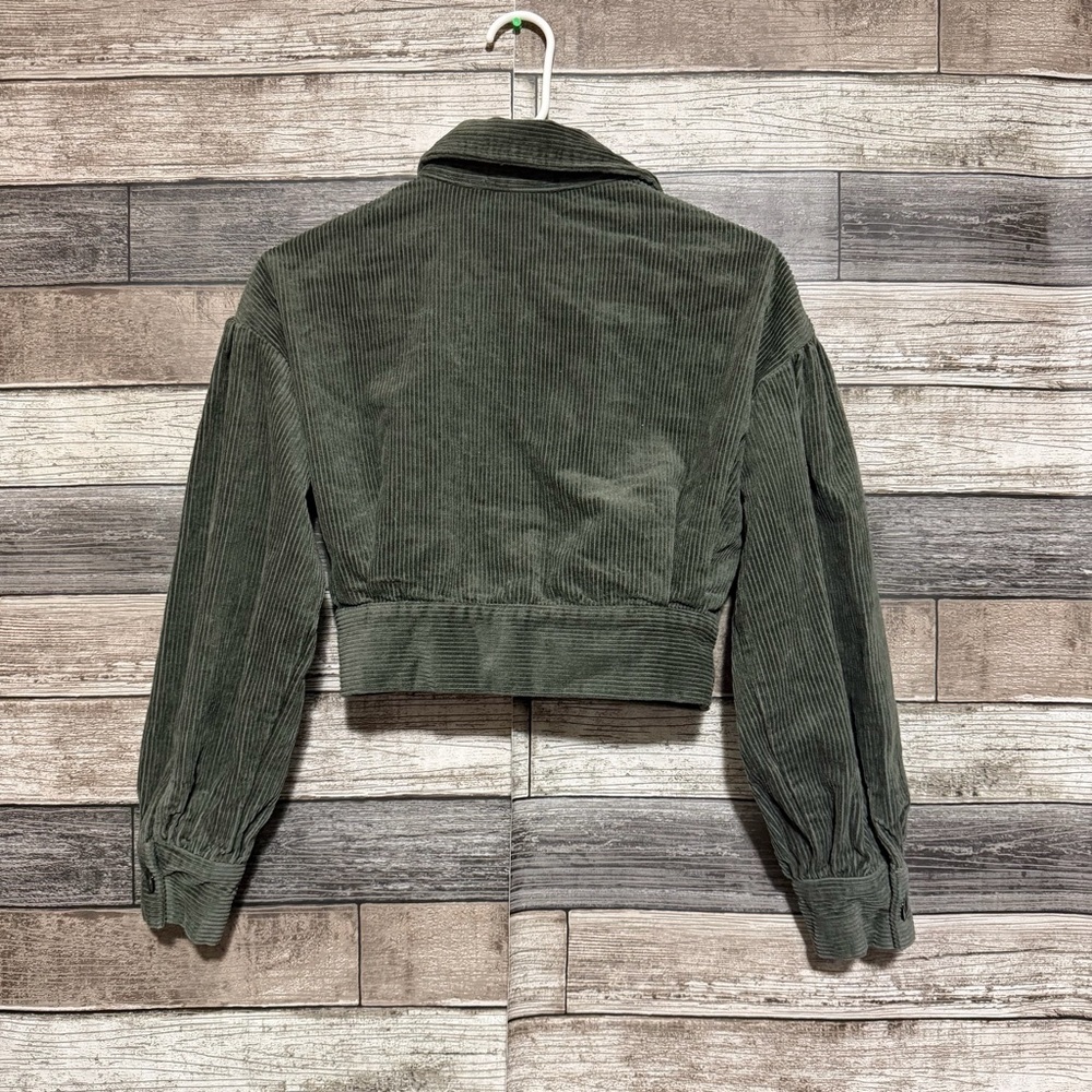 Cider Cropped Corduroy Jacket Women’s S Green Button Front Casual - Picture 4 of 7